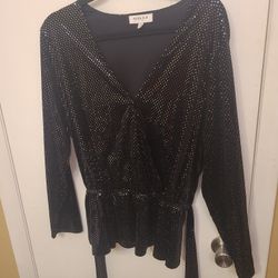 Gilli Black With Silver Shiny Dots Long Sleeve Size XL