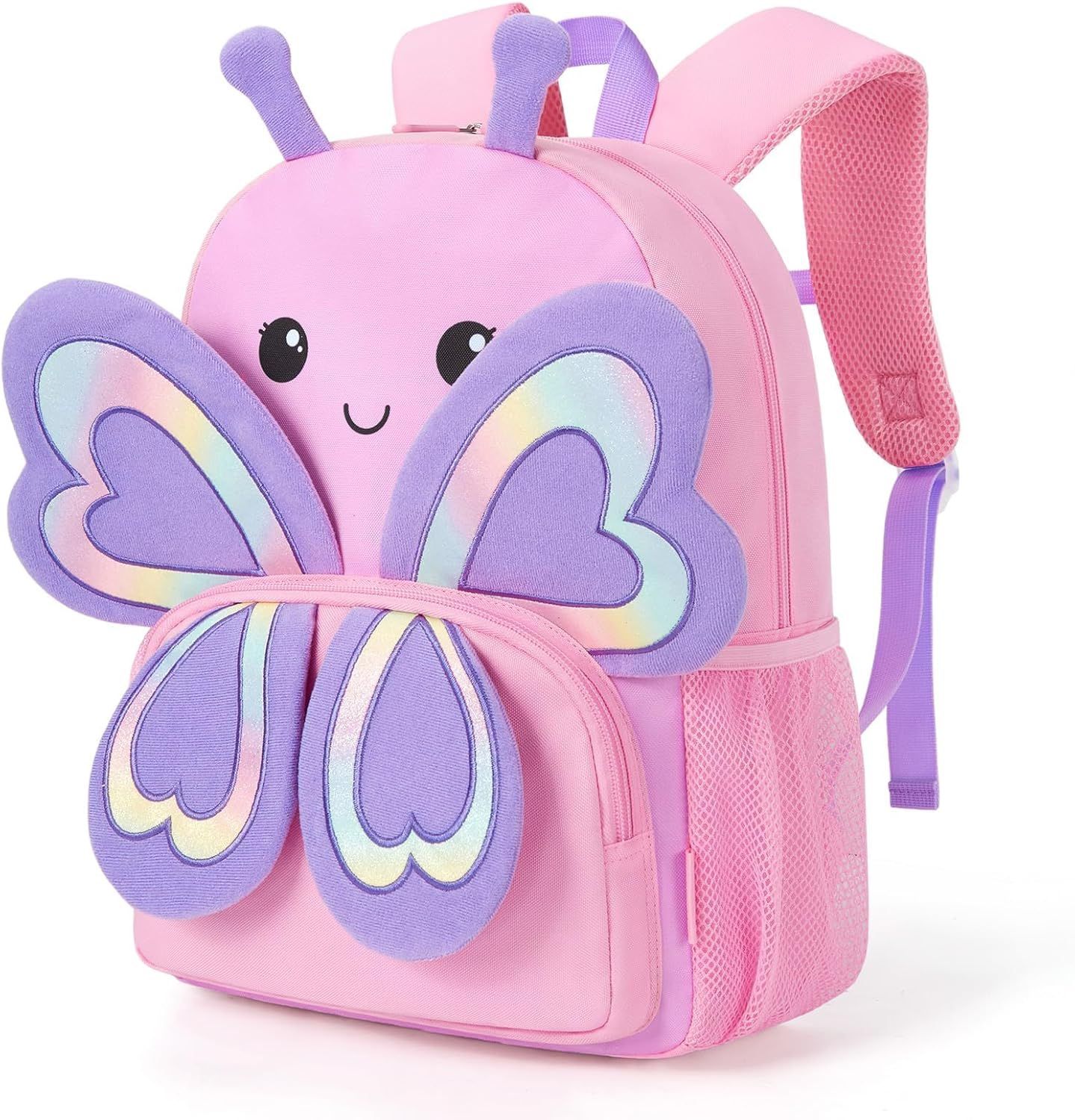 Mommore Kids Cute Butterfly Toddler Backpack/diaper Bag. Water Resistant. 15β H. Pink/ Purple.