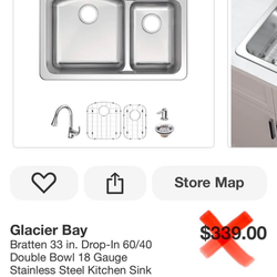 Glacier Bay Bratten 33 in. Drop-In 60/40 Double Bowl 18 Gauge Stainless Steel Kitchen Sink with Pull-Down Faucet