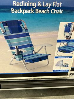 Reclining or lat back backpack beach chair