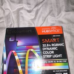 EcoSmart 32.8 . Smart RGBWIC Dynamic Color Changing Dimmable Plug-In Integrated LED Strip Light Powered by Hub Space