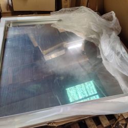 Keonjinn 36x36 Bathroom Vanity Mirror In Brushed Silver