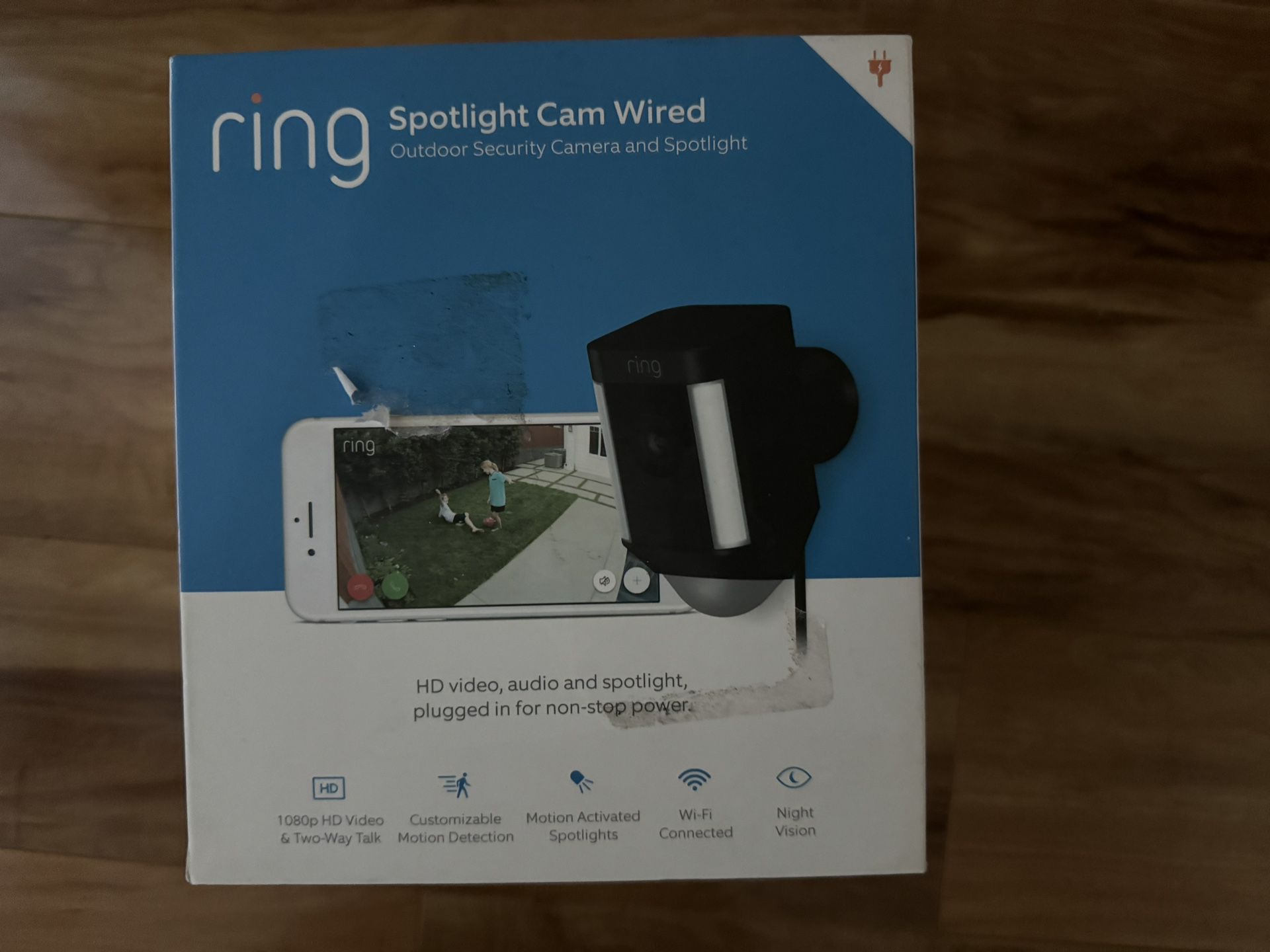 Brand New Unopened RING Spotlight  And Outdoor Cam Wired Black
