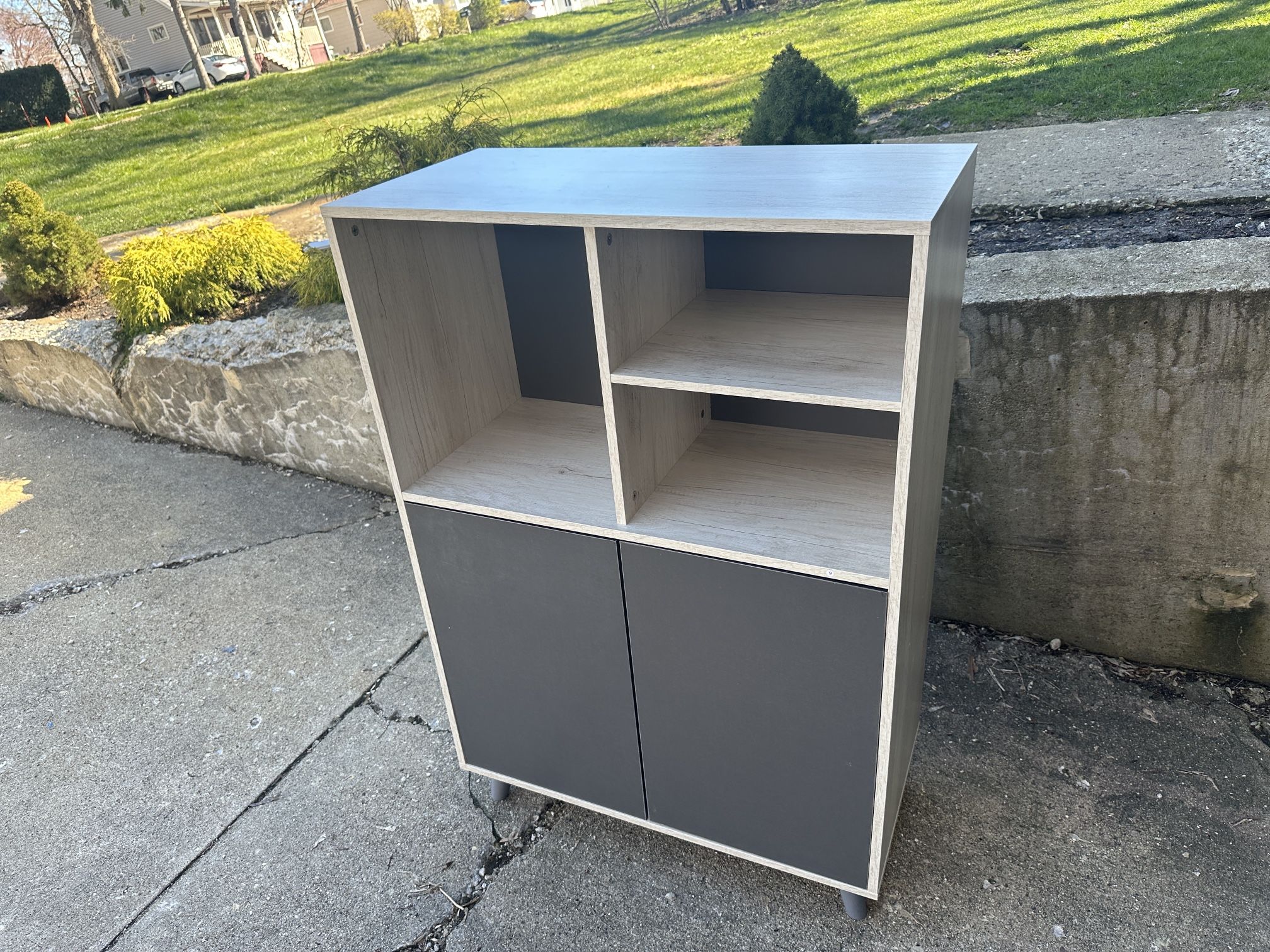 Multi-Purpose Storage Cabinet, 47.2" Tall Buffet Cabinet, entryway Cabinet with 2 Doors and 1 Open Shelves, Office Filing Cabinet, Assembly Required