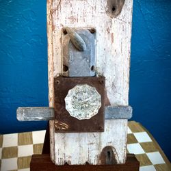 Vintage Door Lock With Glass Knob Stand Included