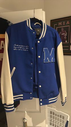 H&M Blue & White Varsity Letterman Jacket – M Patch