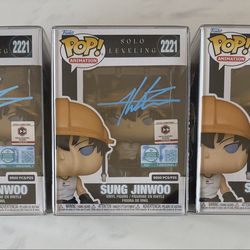 Solo Leveling Sung Jinwoo Mining #2221 SIGNED by Aleks Le With Case Funko Pop Limited Edition 9500 Chalice Collectibles Exclusive Gift Anime Manga Pok