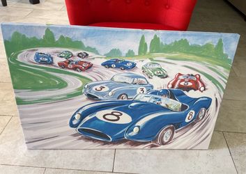 Pottery Barn racing car canvas