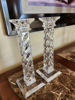 10" Crystal Candle Holders In Excellent Condition. 