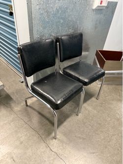 Chrome & Black Leather Dining Chairs