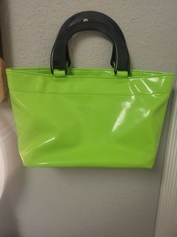 Neiman Marcus Vintage Vinyl Green Lime Neon Bag
