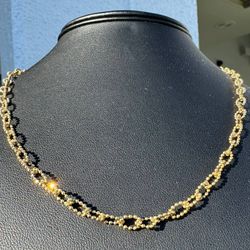 Jewelry 14k yellow gold Ball PaperClip made in Italy 🇮🇹 chain necklace 21.00” 4.60mm width