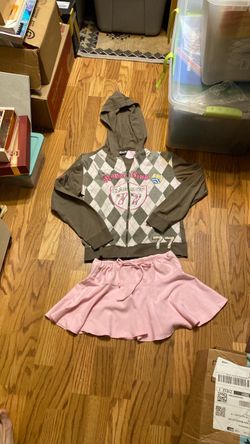 2 pcs Pink House hooded jacket with skirt, girl size 16
