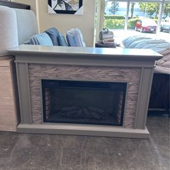 Ledgestone Electric Fireplace with Stacked Stone