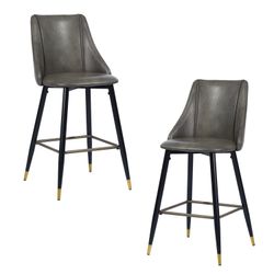 Homy Casa Smeg 26" Modern PU Counter Stool, Grey,Open Box