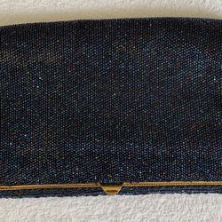 Vintage Blue Beaded Clutch Purse By Josef In France