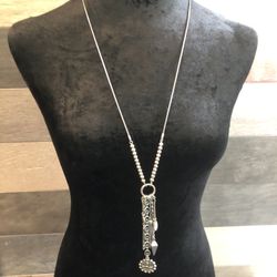 42" Lucky Brand Lariat Long Women's Necklace - Snake Chain w/Multi Hg. Pendants