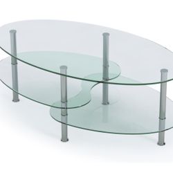 Ashley - Oval Two Tier Glass Coffee Tabl