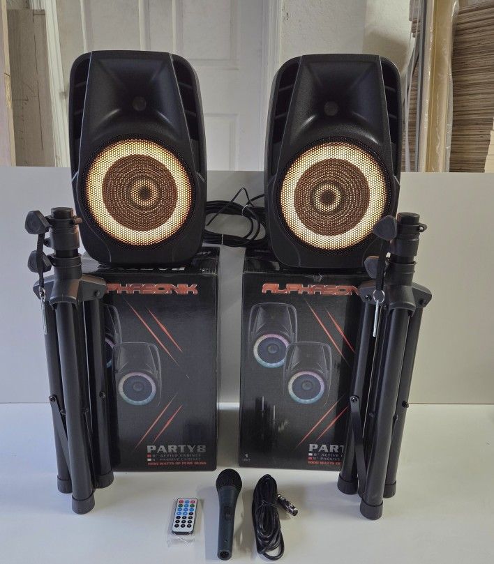 1200 Watts Set Of Two 8" Woofers Speakers With Bluetooth. NO vinimos A Jugar. No Me Caliente Lo Mio.