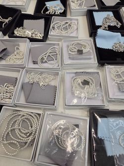 Silver Content Fashion Jewelry Chain Lot Mixed Necklaces Wholesale Lot Reseller 50 pieces