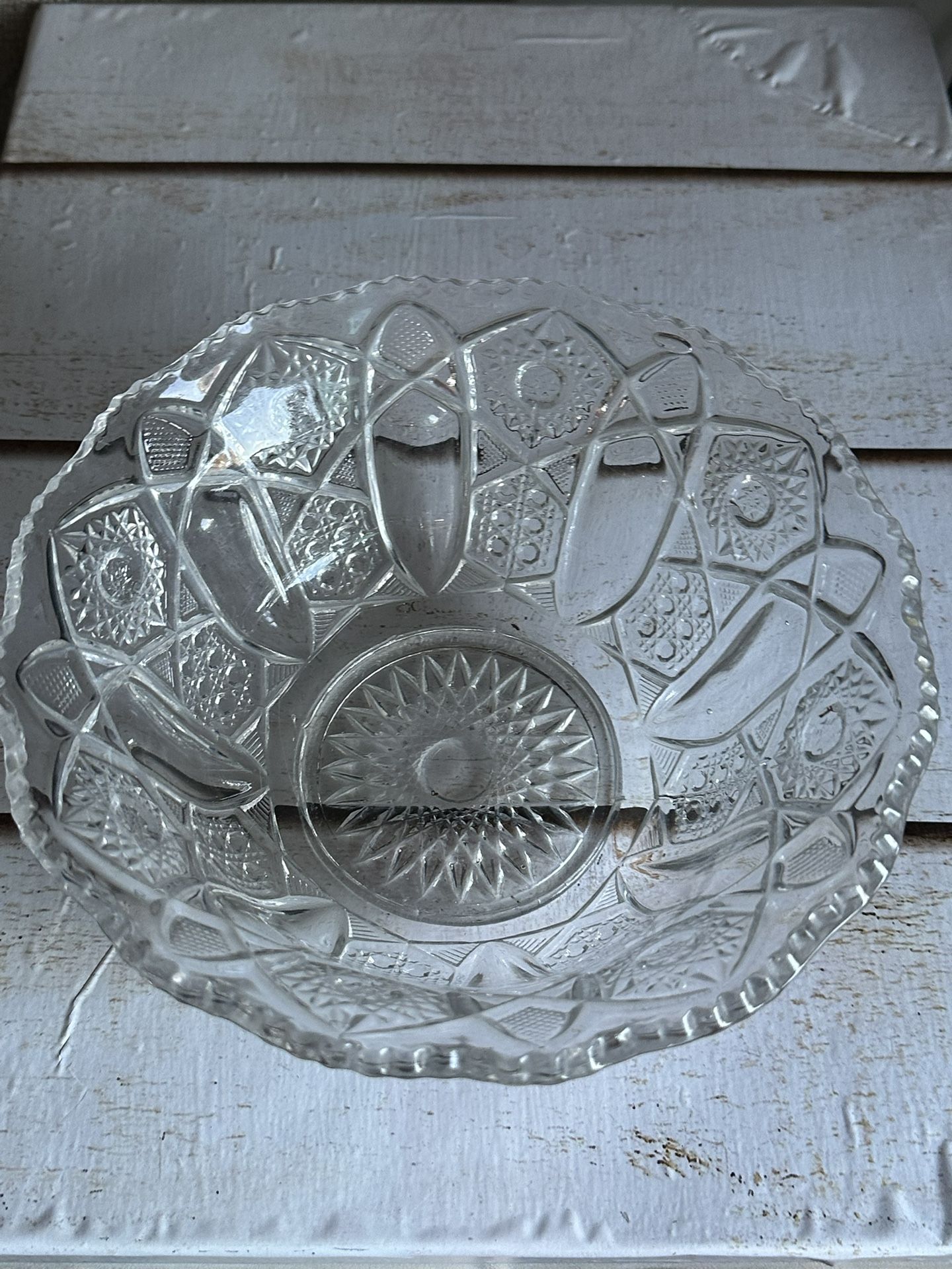 Vintage Crystal Cut Clear Glass Lidded Candy Dish