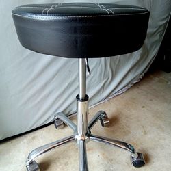 Black Faux Leather Round Rolling Swivel Hydraulic Stool Spa Tattoo Salon Medical