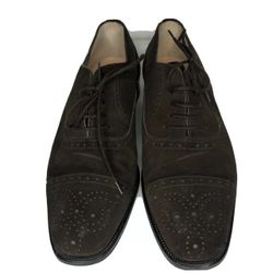 Manolo Blahnik Shoes Lace Up Oxfords Men Size 7 Brown Suede Upper