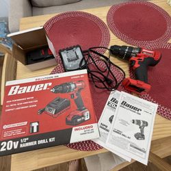 BAUER 20V Cordless, 1/2 in. Hammer Drill/Driver
