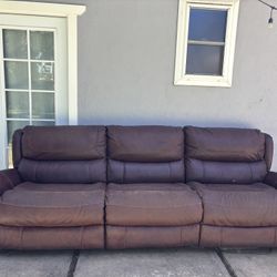 Reclining Couch Leather Brown