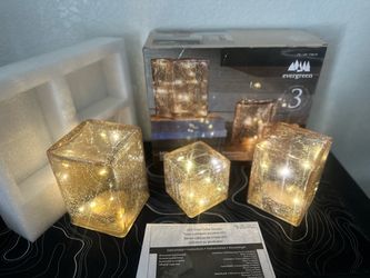 Evergreen LED Glass Cube Towers Set of 3