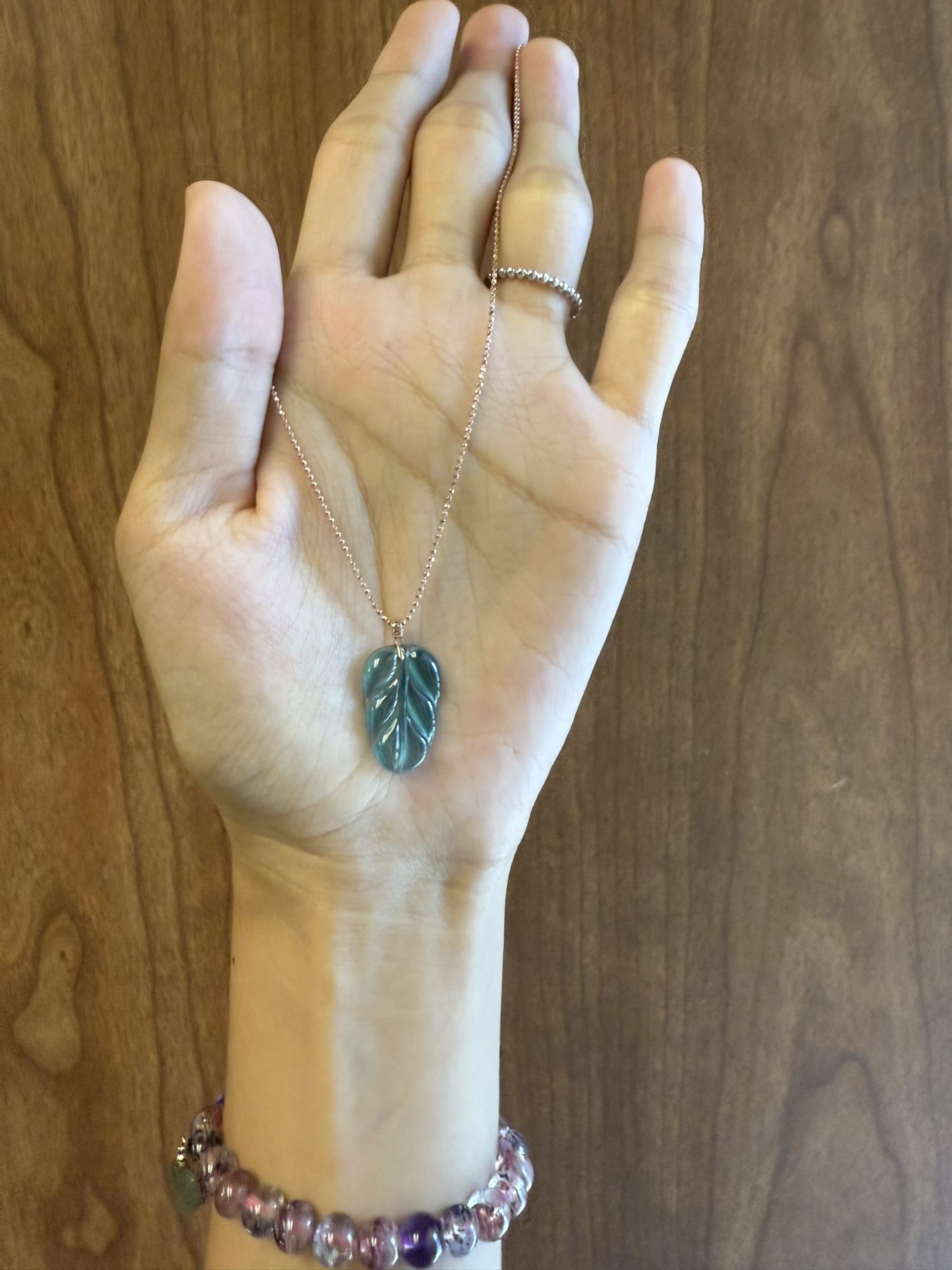 18 K Gold Green Natural Jade Pendent