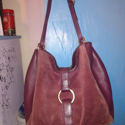 Authentic Michael Kors Merlot Hobo Large Suede/ Leather Shoulder Bag