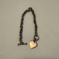 Tiffany & Co Sterling Silver Heart Charm Bracelet