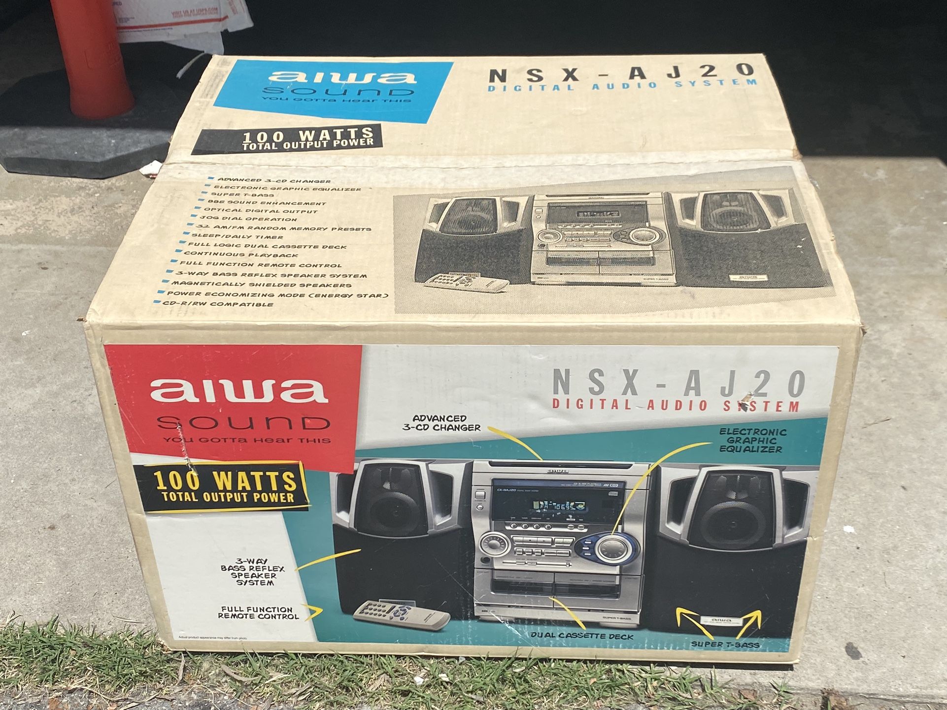 Vintage Stereo System NEW IN BOX SEALED! Aiwa Sound System Cd Player Cassette Player Speaker NEW MAKE AN OFFER!!