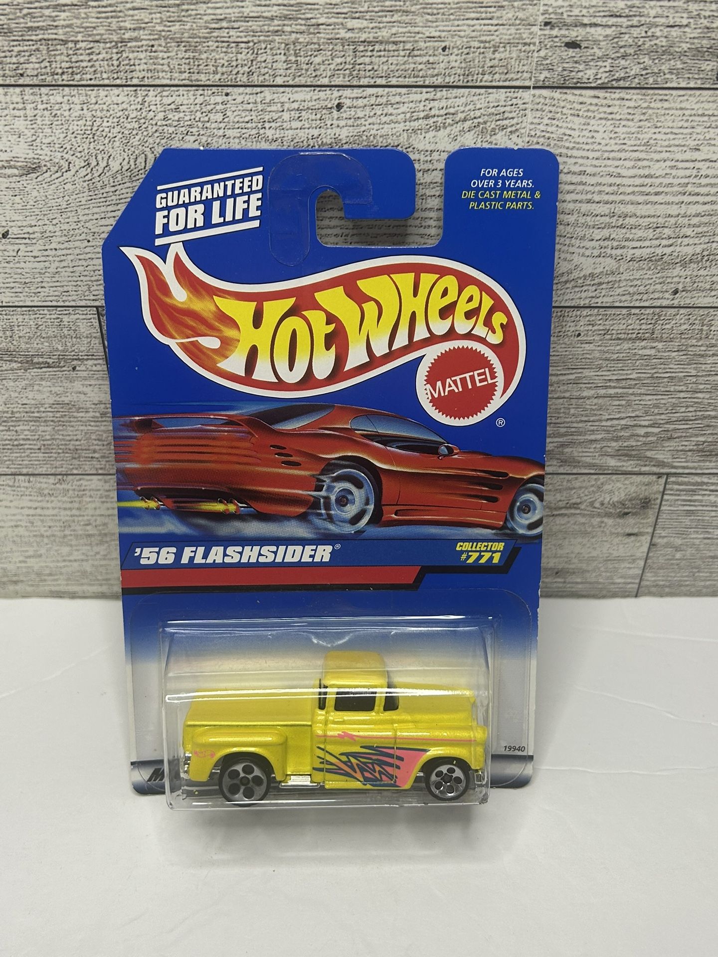 Vintage Hot Wheels Yellow ‘1956 Flash sider Pickup Truck • Die Cast Metal & Plastic Parts • Made in Malaysia