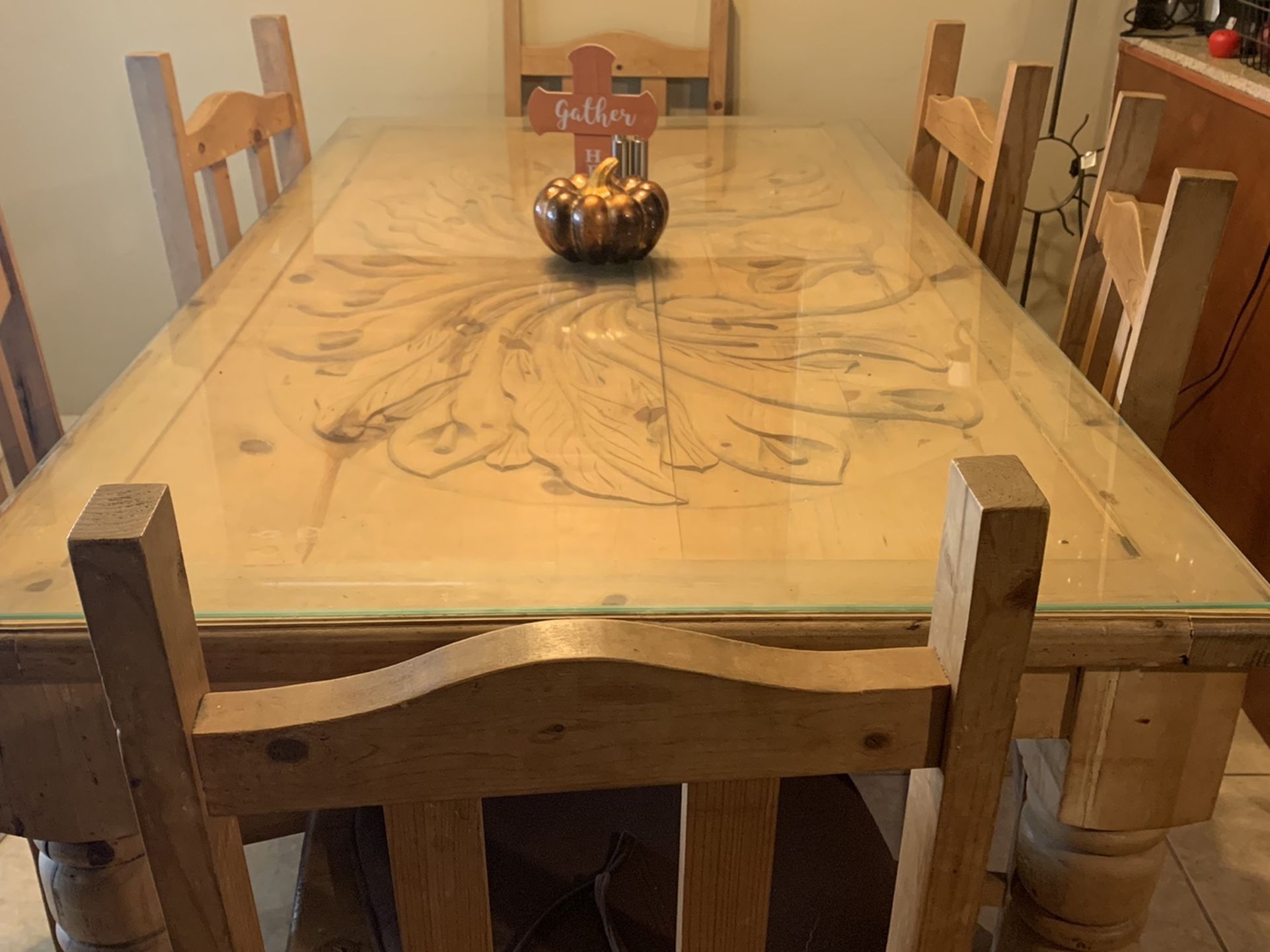 Solid Wood Hand Carved6 Chairs/Table $ 260