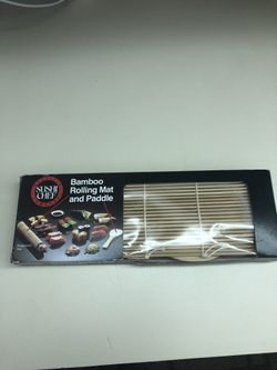 Bamboo rolling mat and paddle sushi rice sushi chef food recipe cooking kitchen