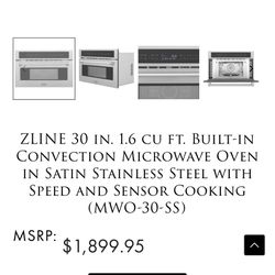 ZLINE 30 in. 1.6 cu ft. Built-in Convection Microwave Oven