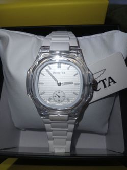 Invicta Watch White Bracelet Clear Case