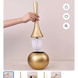 Gold Toilet Brush With Base