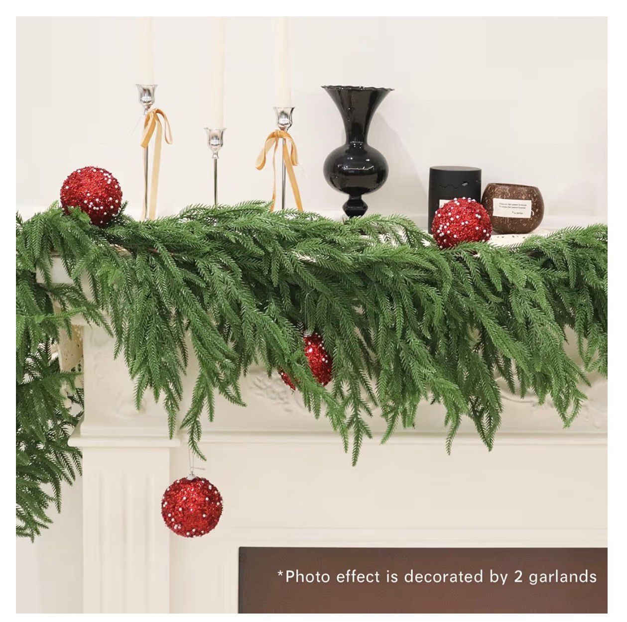 9FT Christmas Garlands Norfolk Pine Garland Real Touch Artificial Faux Greenery Garland for (TR16)