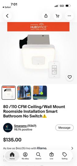 Smart Bathroom Exhaust Fan with Light and Remote