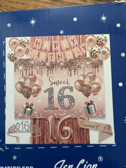 Sweet 16 Party Decorations Birthday Crown and Sash Banner Balloons