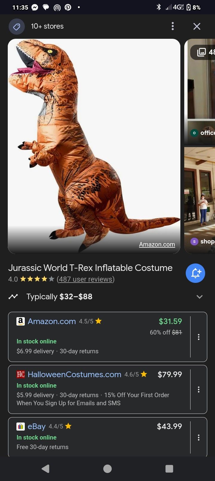 New Inflatable dino Costume.
