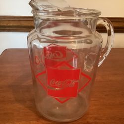 Vintage Coke Glass Drinking Pitcher 