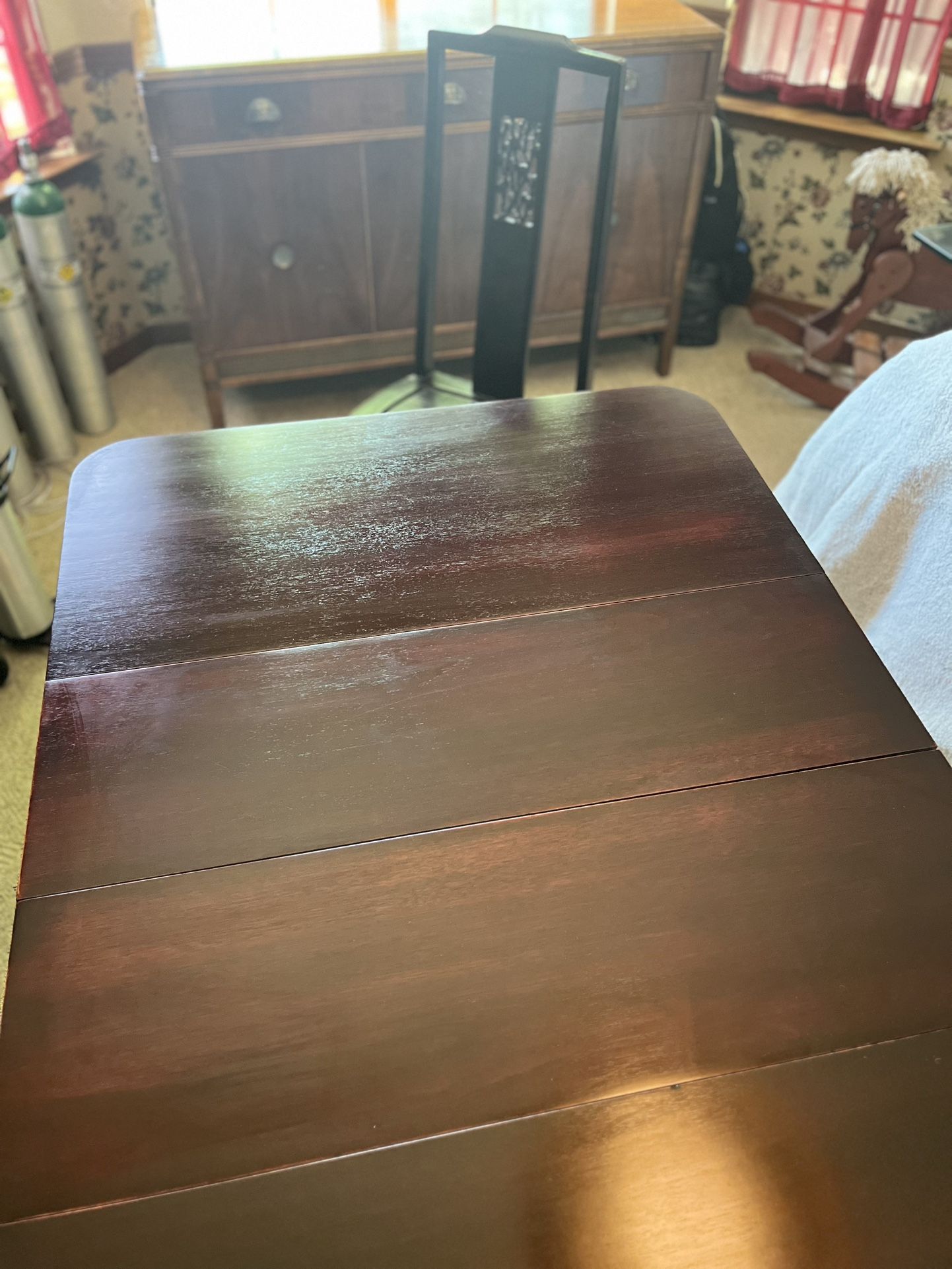 1960s Asian Redwood Drop Leaf Dining Table