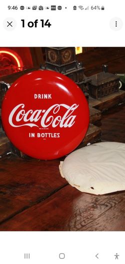 NOS 1953 ORIGINAL 12 IN COCA-COLA BUTTON