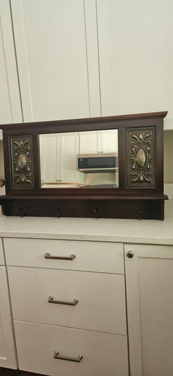 WALL MIRROR. with shelf & hooks