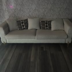 Comfortable Oversized White Boucle Sofa - 85 inch,