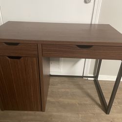 Mainstays Perkins Desk with Metal Frame - Wood